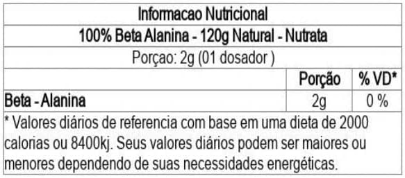 Nutrata 100% Beta Alanina - 120G Natural