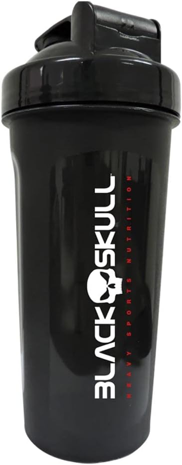 Coqueteleira Shaker Black Skull 600ml Com Filtro Interno Polipropileno Livre de BPA Preta