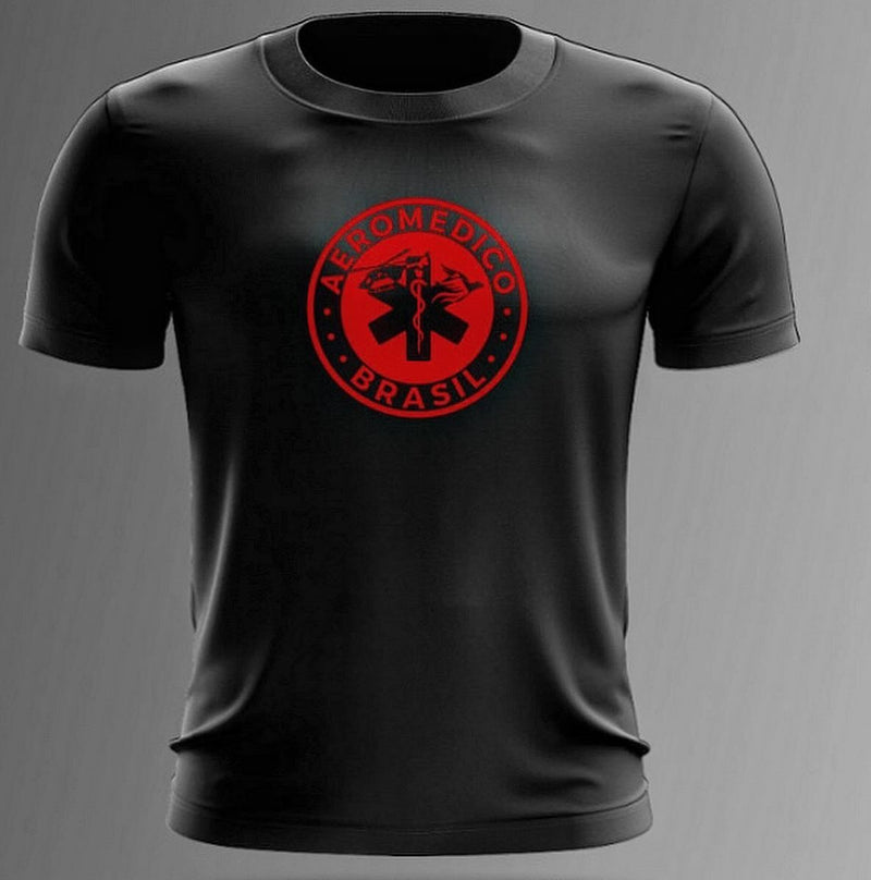Camisa Aeromedico Brasil preta com vermelho