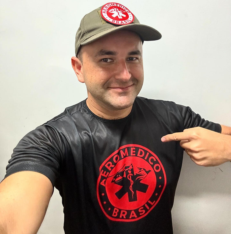 Camisa Aeromedico Brasil preta com vermelho