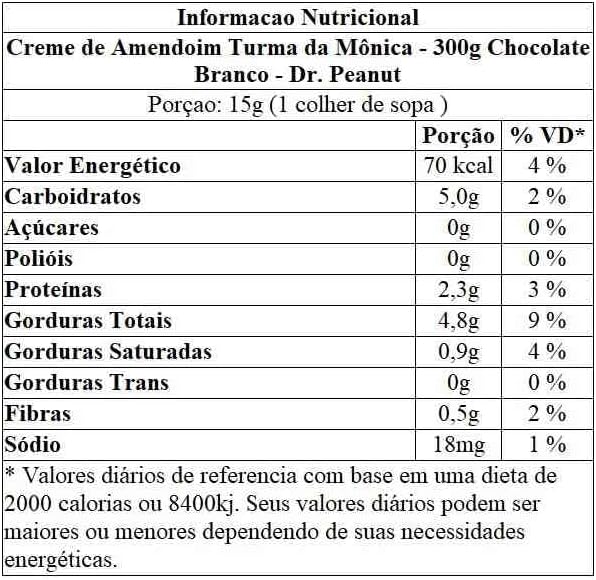 Dr Peanut Creme De Amendoim Turma Da Mônica (300G) Chocolate Branco