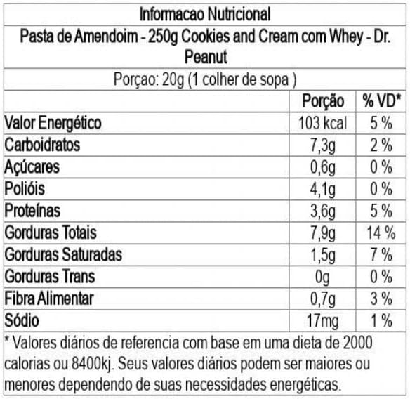 Pasta de Amendoim - 250g Cookies and Cream com Whey - Dr. Peanut