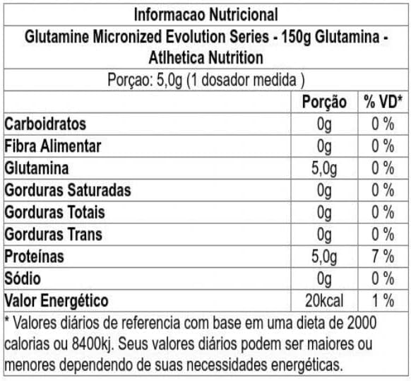 Athletica Nutrition Glutamine Micronized Evolution Series - 150G Glutamina - Atlhetica Nutrition