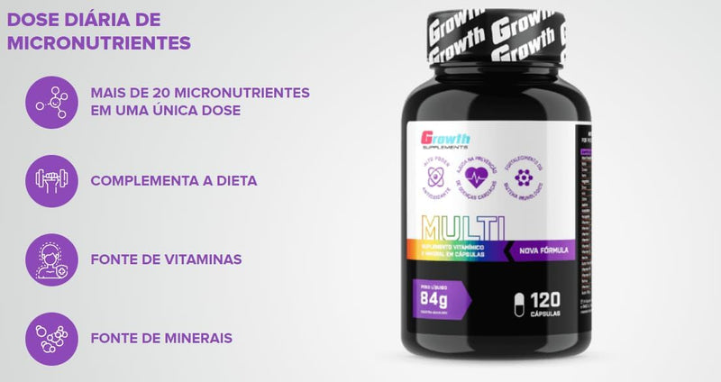 Multivitamínico (120 Cáps) (Nova Fórmula) - Growth Supplements