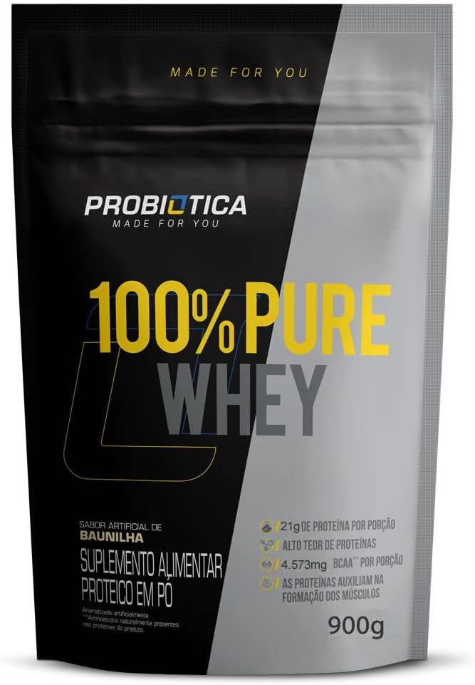 Probiótica 100% Pure Whey Nova Fórmula - 900G Refil Baunilha