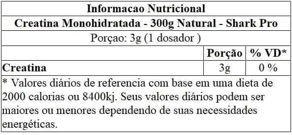 Sharkpro Creatina Monohidratada 300G Sabor Natural