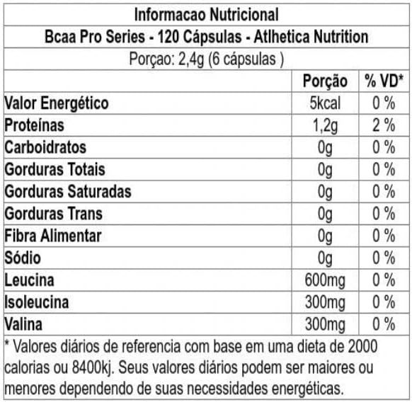 Athletica Nutrition Bcaa Pro Series - 120 Cápsulas - Atlhetica Nutrition