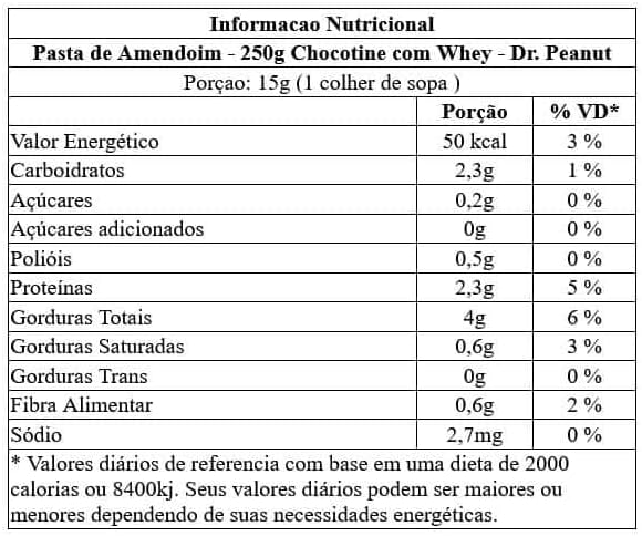 Dr. Peanut Pasta De Amendoim - 250G Chocotine Com Whey