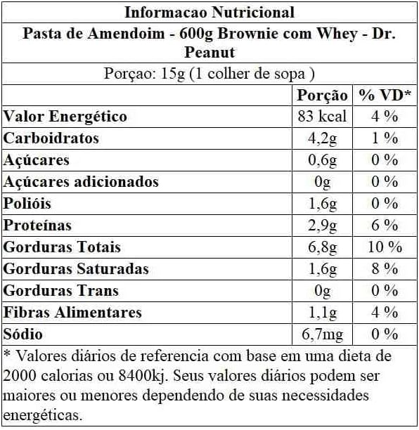 Dr Peanut Pasta De Amendoim Sabor Brownie Com Whey Protein 600G Dr. Peanut