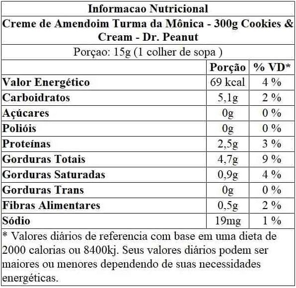 Dr Peanut Creme De Amendoim Turma Da Mônica (300G) Cookies & Cream