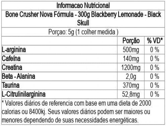 Black Skull Bone Crusher (300G) - Nova Fórmula Black Berry Lemonade