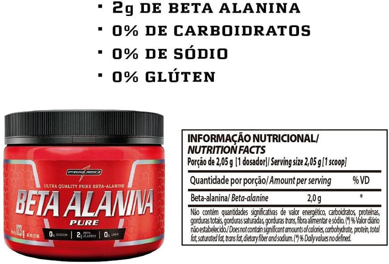 Beta Alanina - 123g Sem Sabor - IntegralMédica, Integral Médica