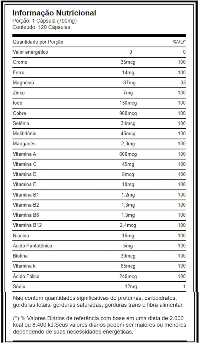 Multivitamínico (120 Cáps) (Nova Fórmula) - Growth Supplements