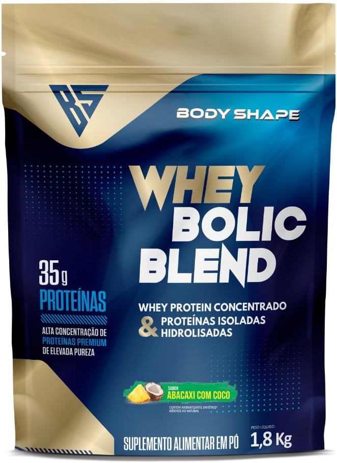 Whey Protein Bolic 1.8kg Concentrado Isolado e Hidrolisado 35g de Proteínas Body Shape (Coco)