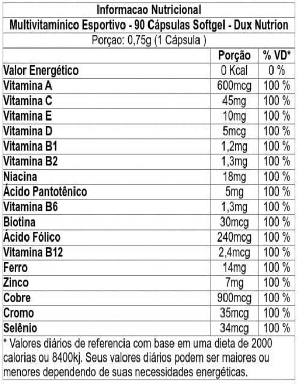 Dux Nutrition Multivitamínico - Pote 90 Cápsulas