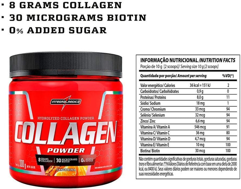 Collagen Powder 300g Integralmedica - Tangerina