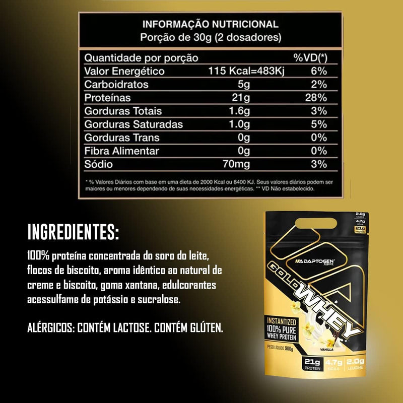 Gold Whey 900g Refil - Adaptogen Sabor:Baunilha