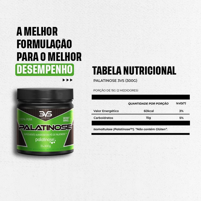 Palatinose, 3VS Nutrition, 300G - Carboidrato funcional de baixo índice glicêmico, 100% vegetal