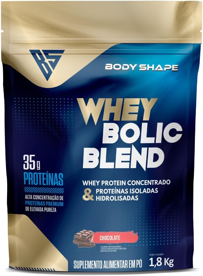 Whey Protein Bolic 1.8kg Concentrado Isolado e Hidrolisado 35g de Proteínas Body Shape (Chocolate)