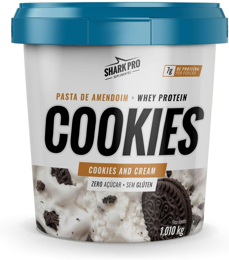 Shark Pro Pasta De Amendoim Gourmet Com Whey Protein Cookies And Cream