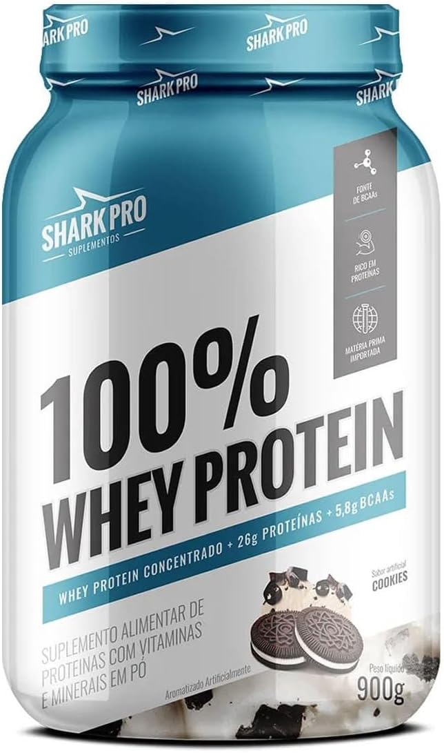 Sharkpro Whey Protein 100% Pote 900G Sabor Cookies