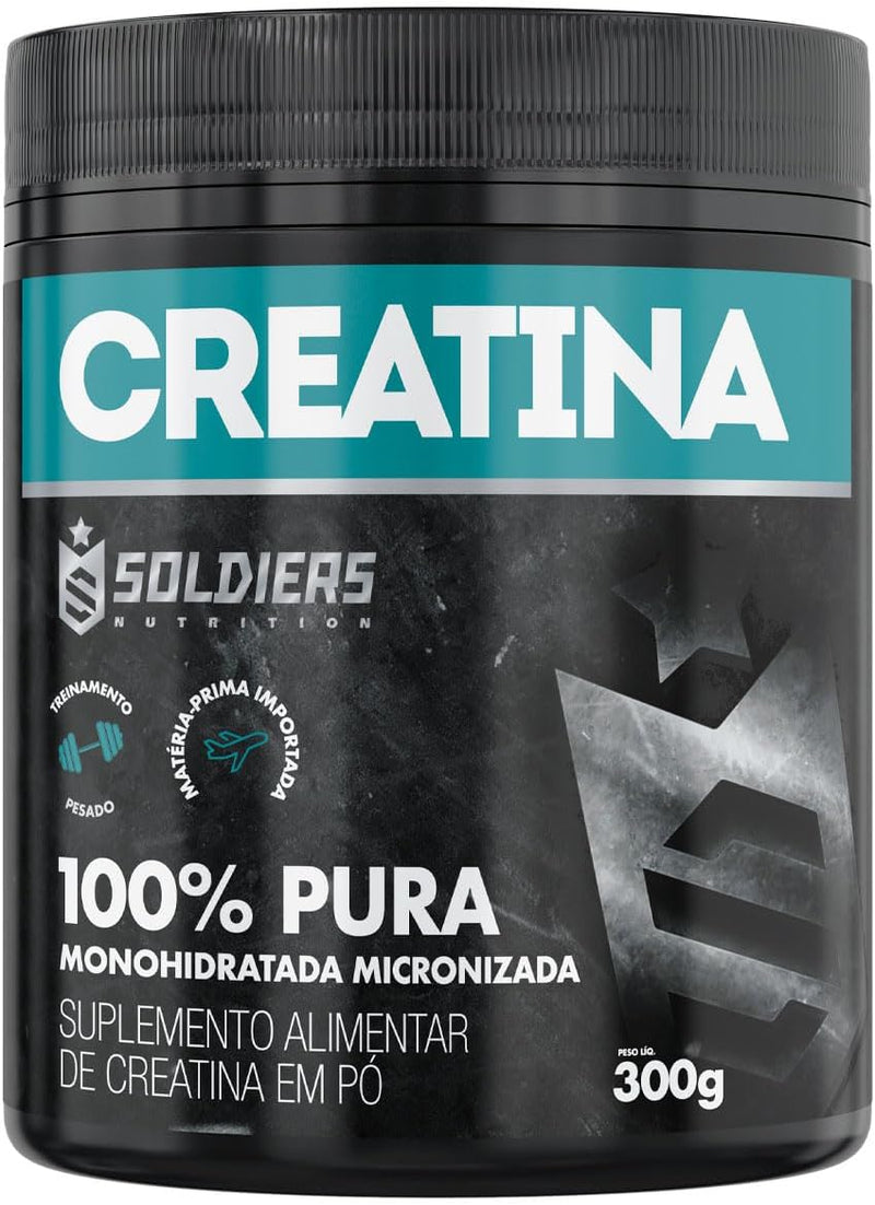 Creatina Monohidratada Pote 300g - 100% Pura Importada - Soldiers Nutrition