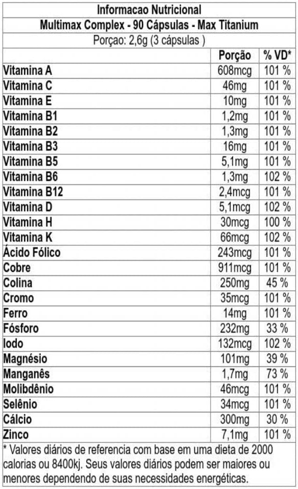 Multimax Complex - 90 Cápsulas, Max Titanium