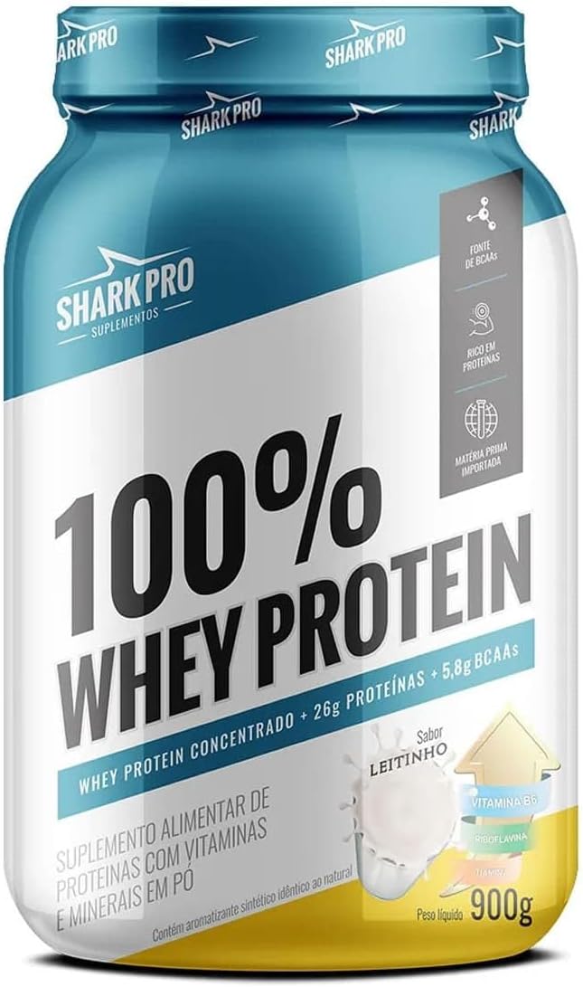 Sharkpro Whey Protein 100% Pote 900G Sabor Leitinho