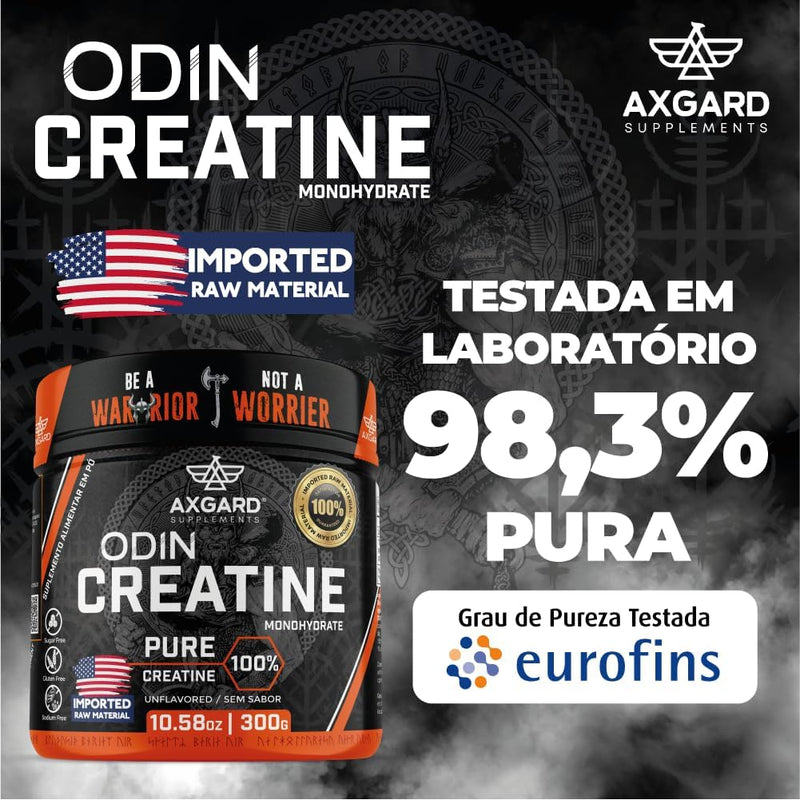 Creatina 300g - 100% Creatina Pura - Importada - Creatina Monohidratada - Com LAUDO EUROFINS - Axgard Supplements