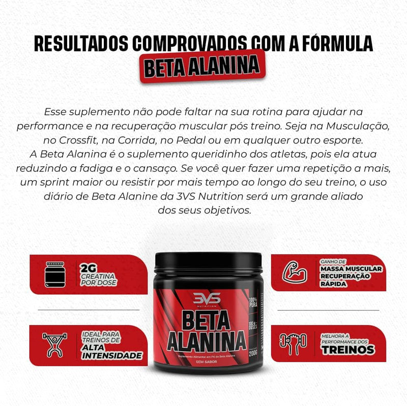Beta Alanina, 100% pura, 3VS Nutrition, 200g