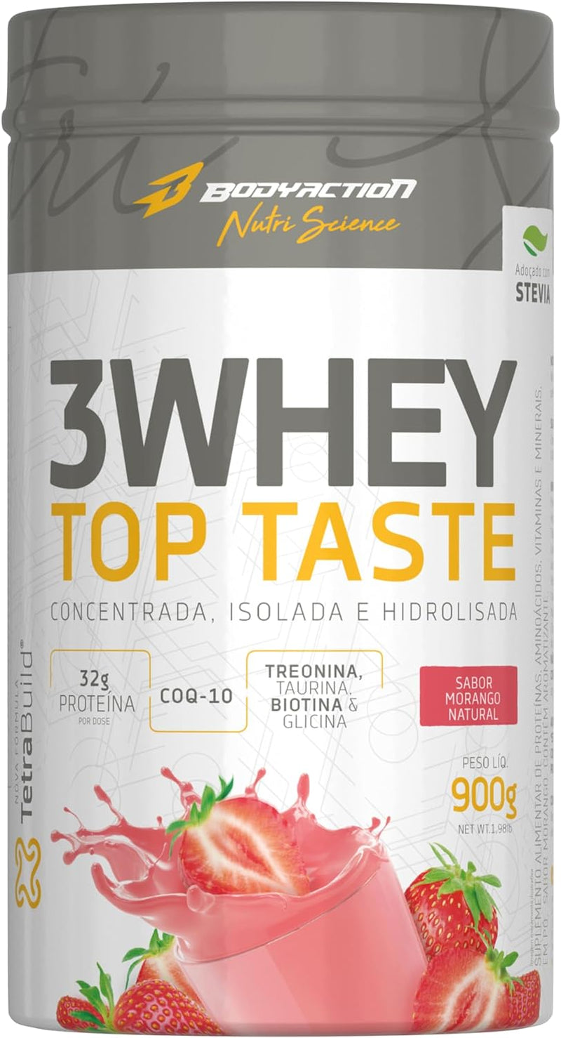 3 Whey Top Taste 900g Sabor Morango Bodyaction