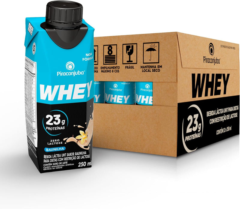 Pack de Whey Zero Lactose Baunilha 23g Piracanjuba 250ml - 12 Unidades