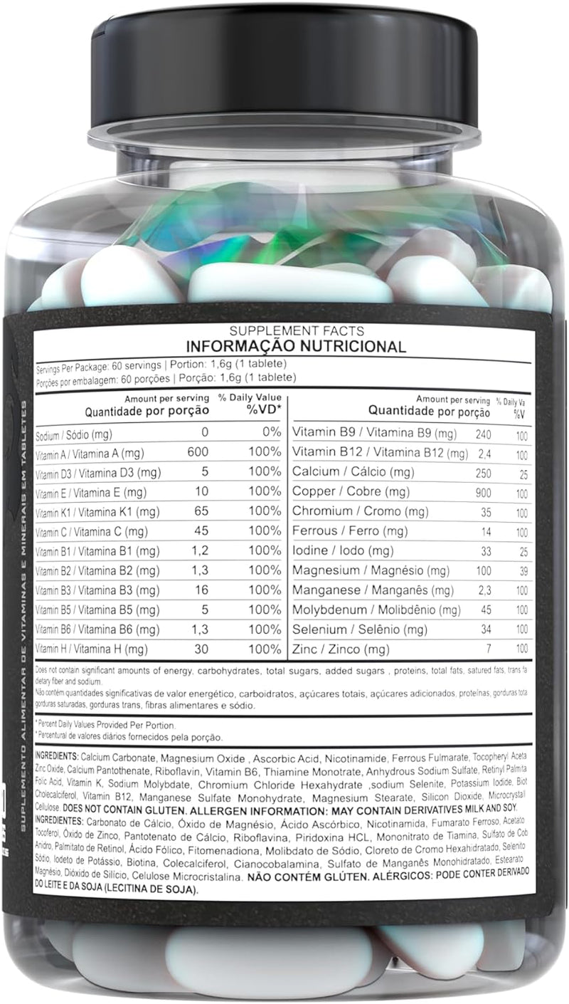 Multivitamínico 60 Tabletes | A à Zinco | 19 Vitaminas e Minerais | Dark Lab