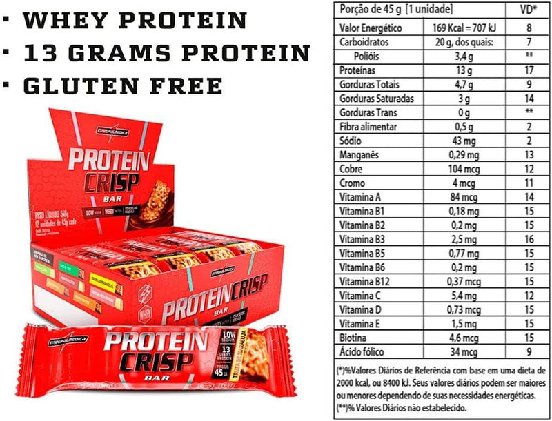 Protein Crisp Bar 12 Unidades 45g Trufa de Maracujá, IntegralMédica