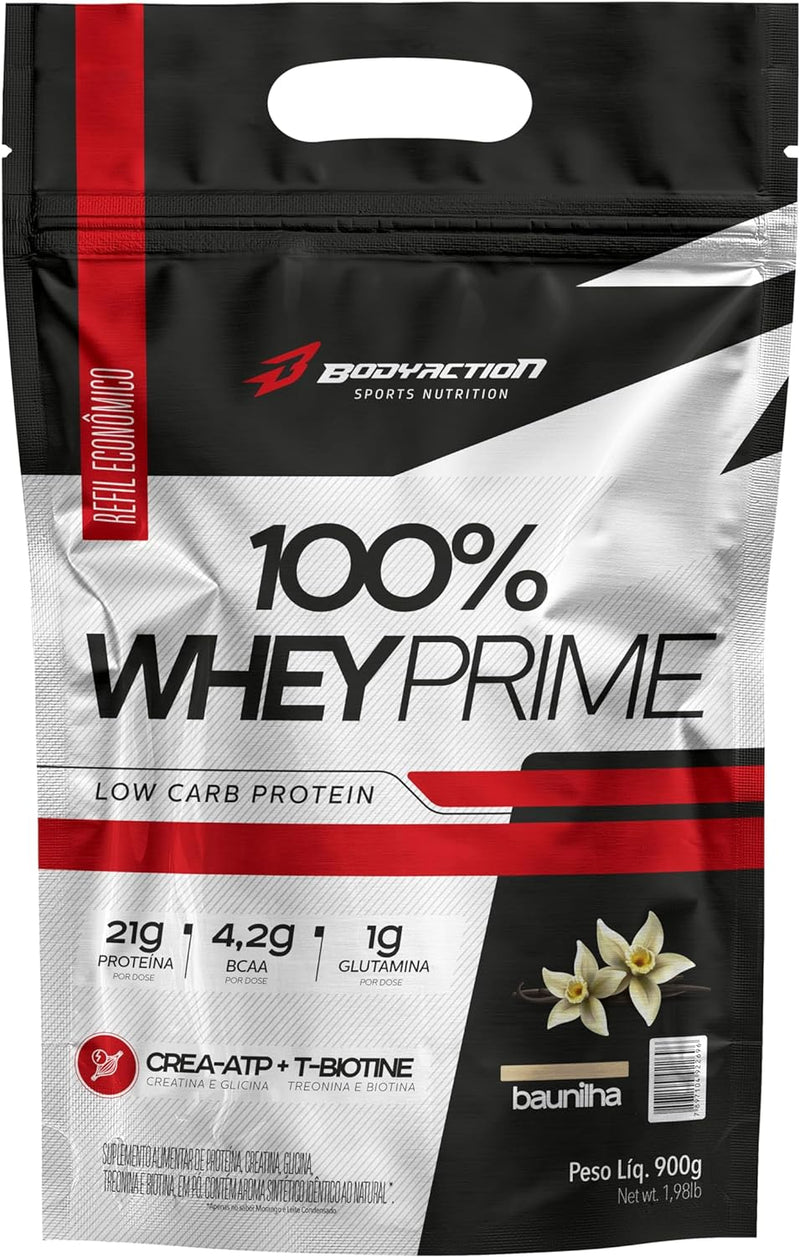 100% Whey Prime Refil 900g Sabor Baunilha Bodyaction