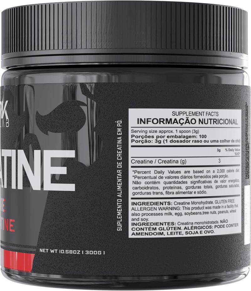 Creatina 100% Pura Monohidratada 300g Dark Lab | Serve 100 Doses | Mais Alto Grau de Pureza