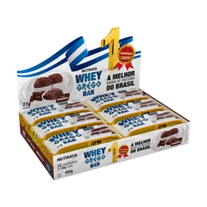 Barras de proteína NUTRATA whey grego sabor brigadeiro 12unidade de 40g cada